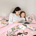 thumbnail image 5 of Homewish Kawaii Farm Cow Animal Full Size Comforter Sets for Teens, Dreamy Flower Floral Bedding Comforter Set, Pink Buffalo Checkered Reversible Bedding Sets, Super Cozy Room Decor, 3pcs, 5 of 8