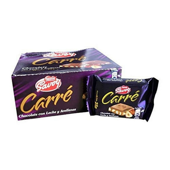 Savoy Carre Milk Chocolate with Hazelnuts / 16 Count 25 g each