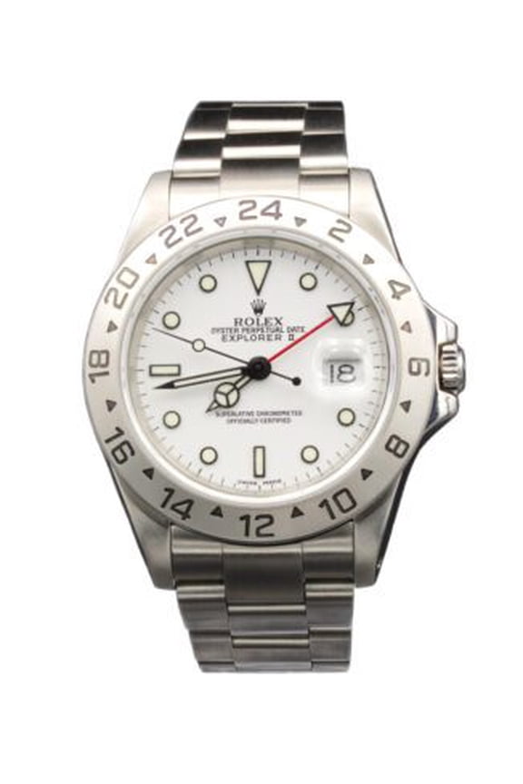 Pre-Owned Mens Rolex Stainless Steel Explorer II Watch White Dial 16570