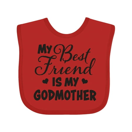 

Inktastic My Best Friend is My Godmother with Hearts Gift Baby Boy or Baby Girl Bib