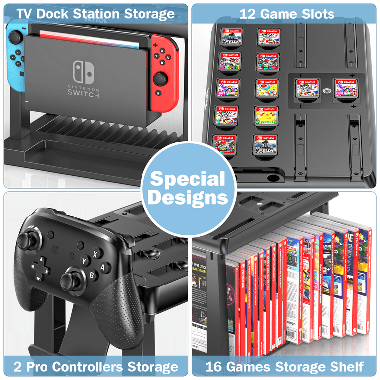 Switch Games Organizer Station with Controller Charger, Charging Dock for  Nintendo Switch & OLED Joycons, Kytok Switch Storage and Organizer for