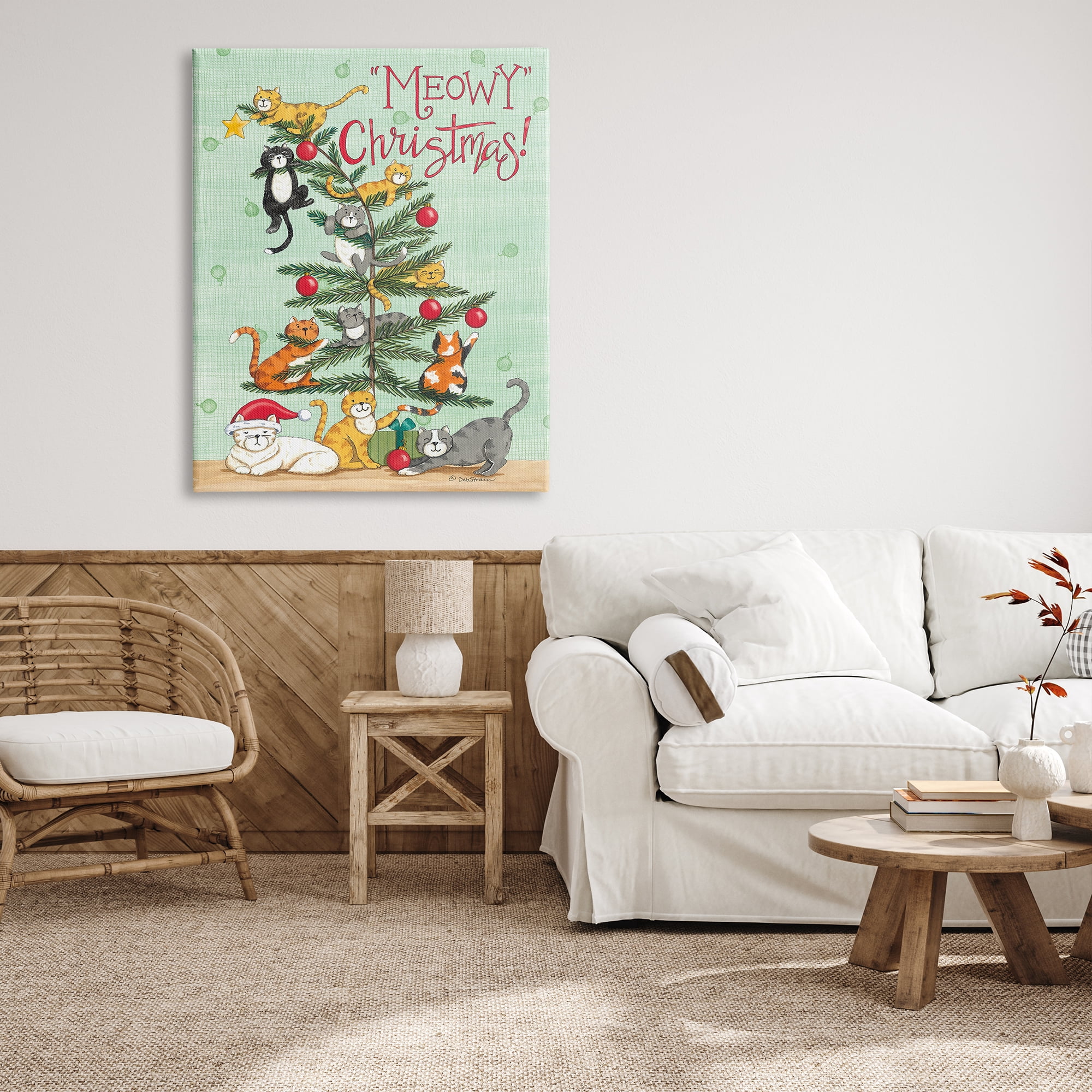 Stupell Industries Meowy Christmas Holiday Cats Holiday Painting Gallery Wrapped Canvas Print Wall Art, 36 x 48