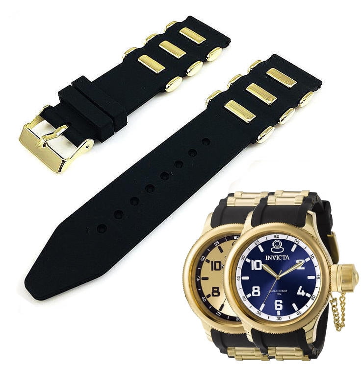 Bullets Rubber Replacement Watch Band Gold Tone Invicta Russian Diver