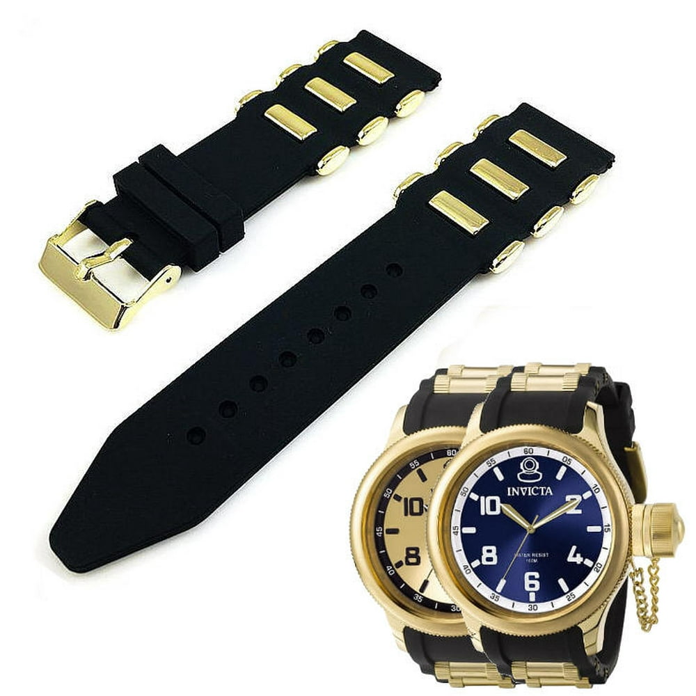 Bullets Rubber Replacement Watch Band Gold Tone Invicta Russian Diver