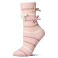 thumbnail image 2 of MeMoi Women's Triple Bow Extra-Plush Non-Skid Cozy Crew Sock - Womens - Female, 9-11, Rose, 2 of 6