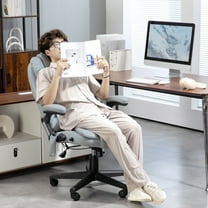 Vinsetto 6 Point Vibrating Massage Office Chair with Heat, Microfiber High Back Executive Office Chair with Reclining Backrest, Armrests, Light Gray