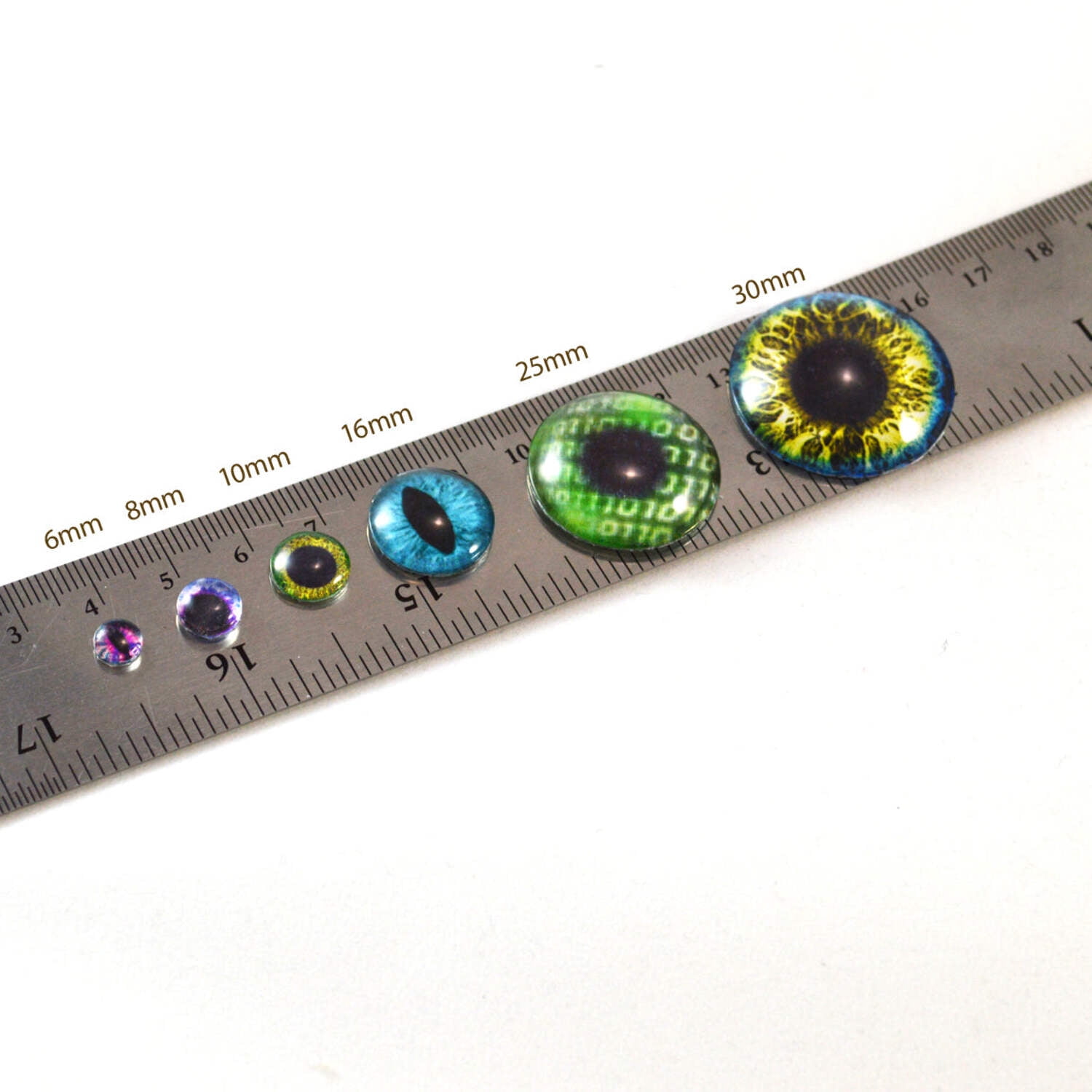 Wholesale Lot 20 Pairs of 6mm Doll Glass Eyes with Whites
