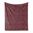 thumbnail image 1 of Abstract Soft Flannel Fleece Blanket, Vintage Repeating Motif with Vertical Order Direction Pointers Pattern, Cozy Plush for Indoor and Outdoor Use, 70" x 90", Plum and Burnt Sienna, by Ambesonne, 1 of 5