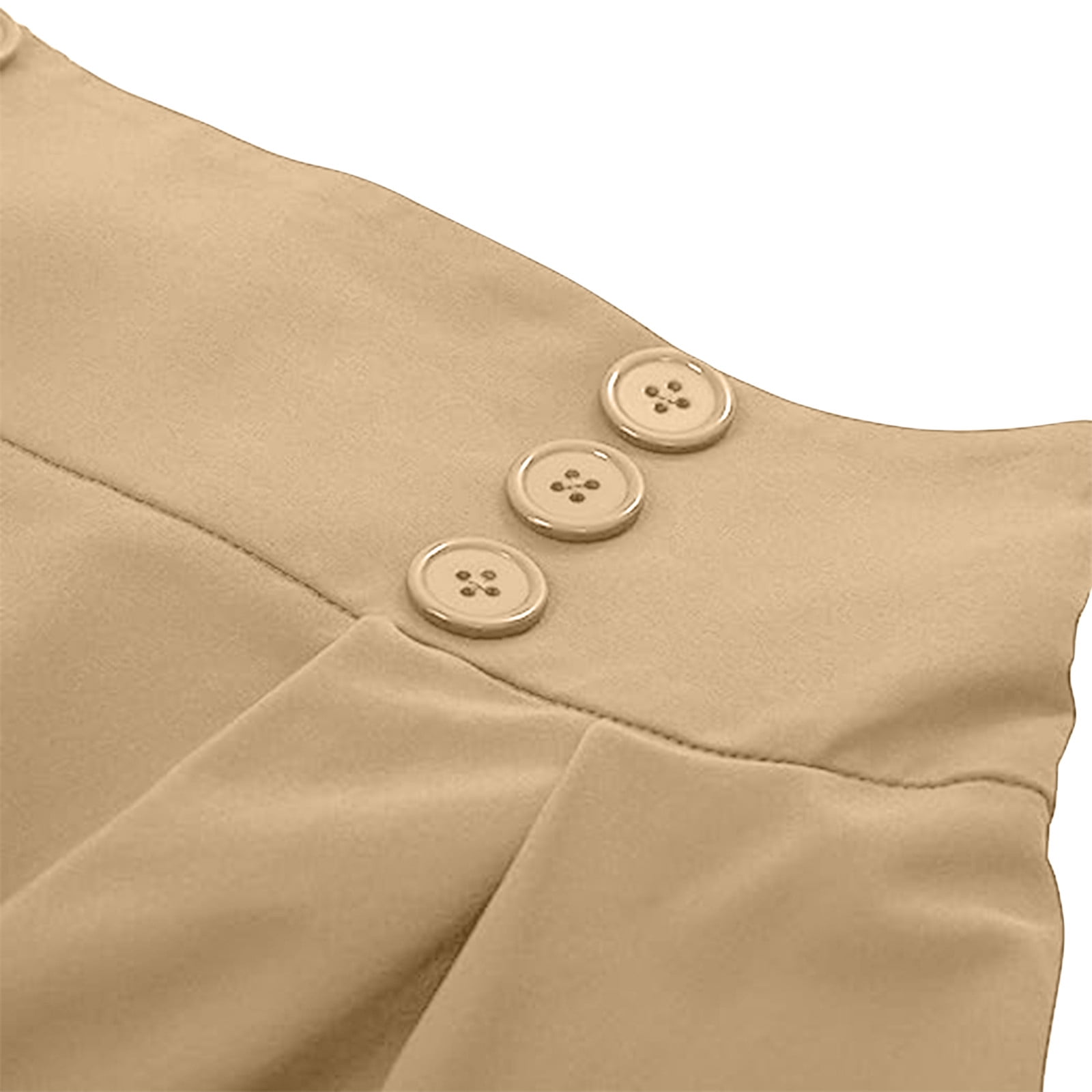 Cavosen Long Skirts for Women Summer Maxi Ankle Length Skirts Pleated Summer Skirts High Waist Plain Pencil Skirts Dress Button with Pocket Athletic Beachwear Resortwear Brown 2XL