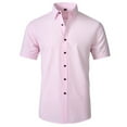 thumbnail image 3 of JTieacloth Mens Business Casual Shirts Men's Dress Shirts Solid Short Sleeve Stretch Formal Shirt Business Casual Button Down Shirts(Pink,M), 3 of 5