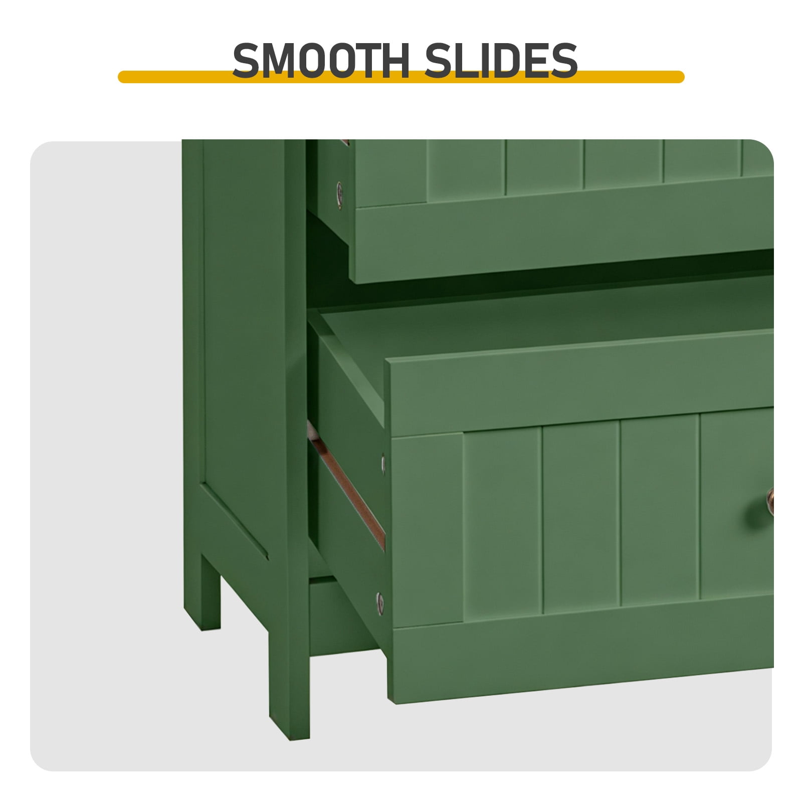 2-Drawer 2-Cabinet-Door Vertical-Grain MDF Painted Bathroom Cabinet 23.62x11.81x43.31in Green