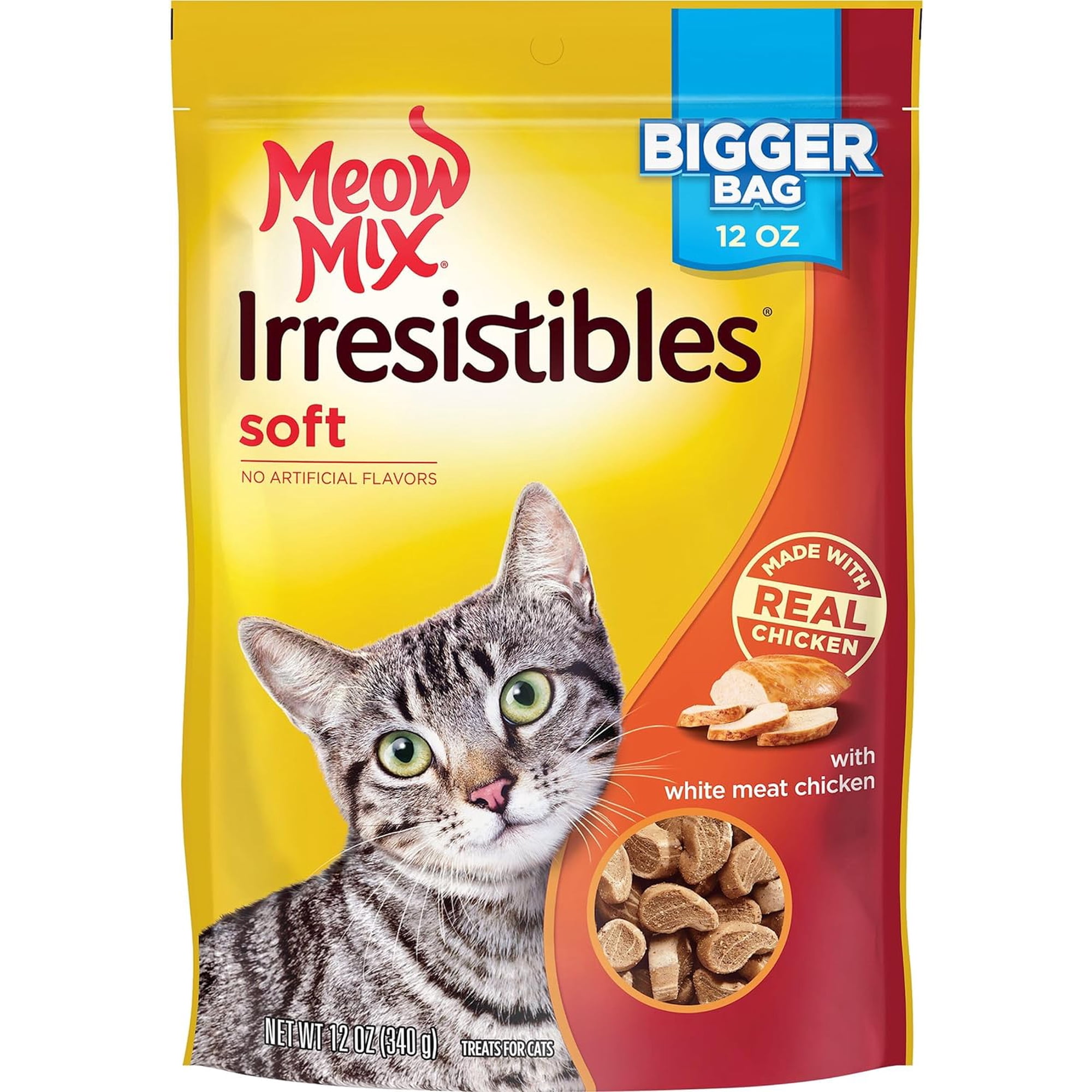 (5 pack) Meow Mix Irresistibles Soft Cat Treats Made With Real Chicken, 12 oz Pouch