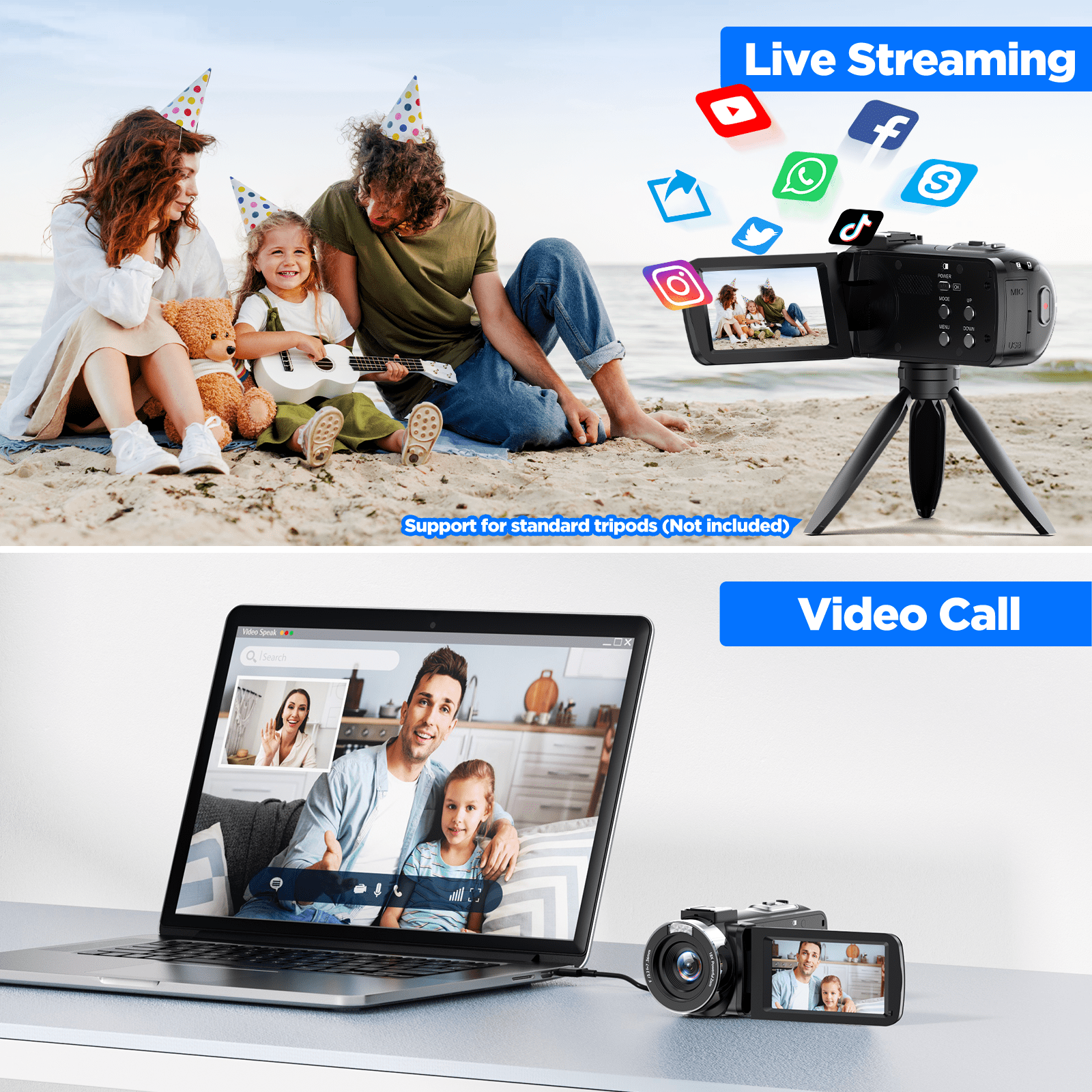 Campark 4K Video Camera Camcorder 42MP Vlogging Camera for YouTube with Remote Control LED Fill Light