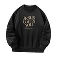 thumbnail image 3 of Sudadera con cuello redondo para mujer, ropa de gimnasio de otoño para mujer, para entrenamiento atlético Negro, 3 of 7