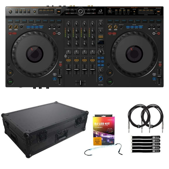 AlphaTheta DDJ-GRV6 4-Channel DJ Controller with Black Road Case Package