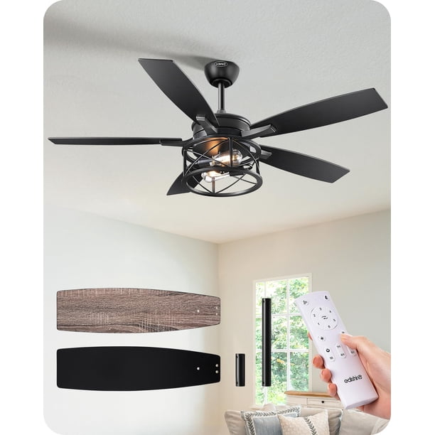 Ventilador de Techo EDISHINE 42" Negro con Control Remoto Regulable 120V