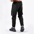 thumbnail image 4 of MRULIC jeans for men Trousers Causal Waist Pockets Plus-Size Joggers Pants Fit Cargo Soft Elastic Men's Slim Stylish Running Loose Men's pants Men Cargo Pants Black + XL, 4 of 9
