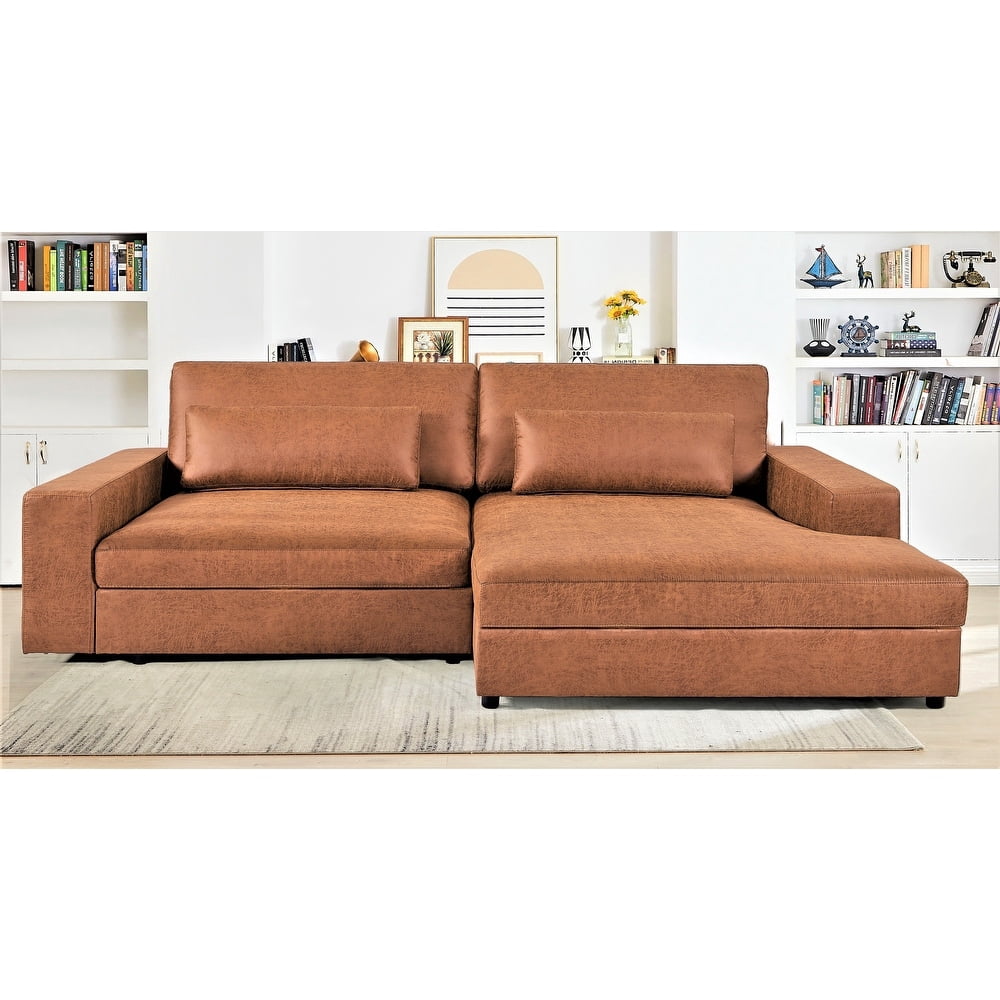 US Pride Furniture 105.52''W Oversized Right Faing Chaise Sectional Sofa, Brown