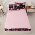 thumbnail image 4 of Manfei Sweet Gliter Print Zipper Full Size Comforter Sets with Fitted Sheet and 2 Pillowcases,Cartoon Initial L Zipper Bedding Set,Pink,Pink Reversible4pcs, 4 of 8
