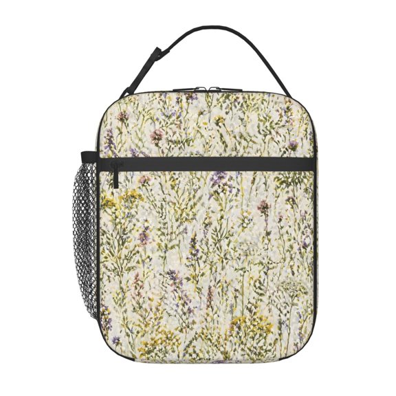 Spring Wildflower Floral Lunch Bag Reusable Thermal Lunch Box with Handle for Women and Men