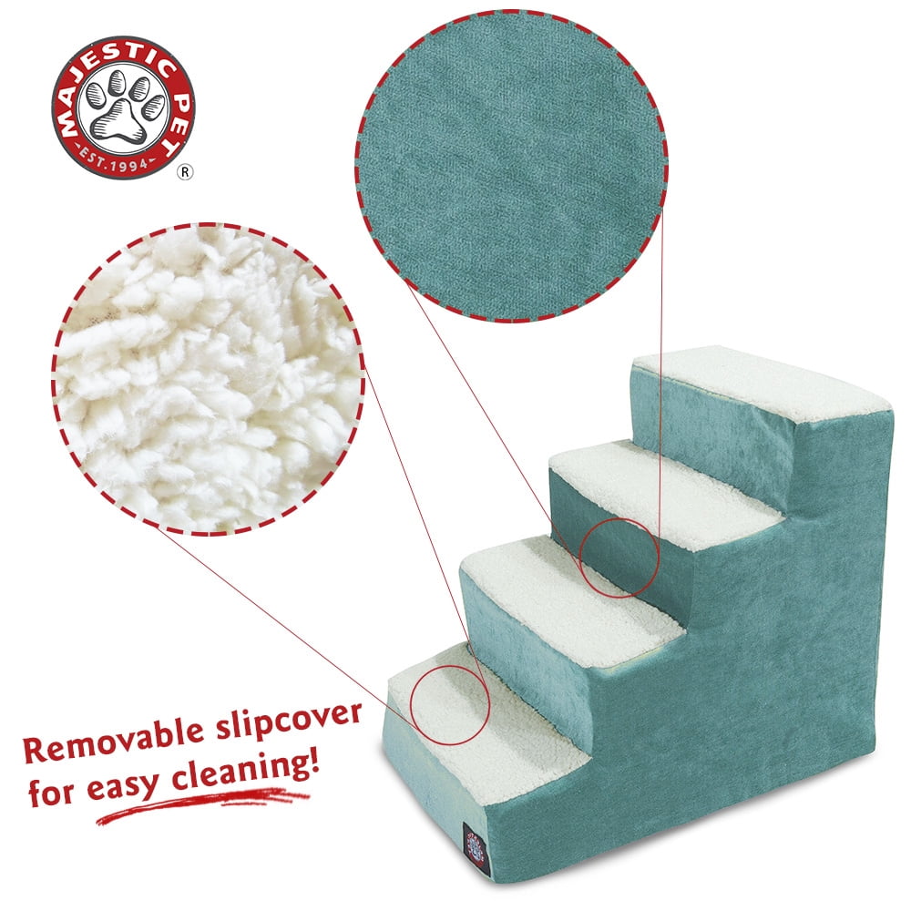 Majestic Pet Villa Pet Stairs 4 Steps Azure Machine Washable Removable Cover 24" x 16" x 20"