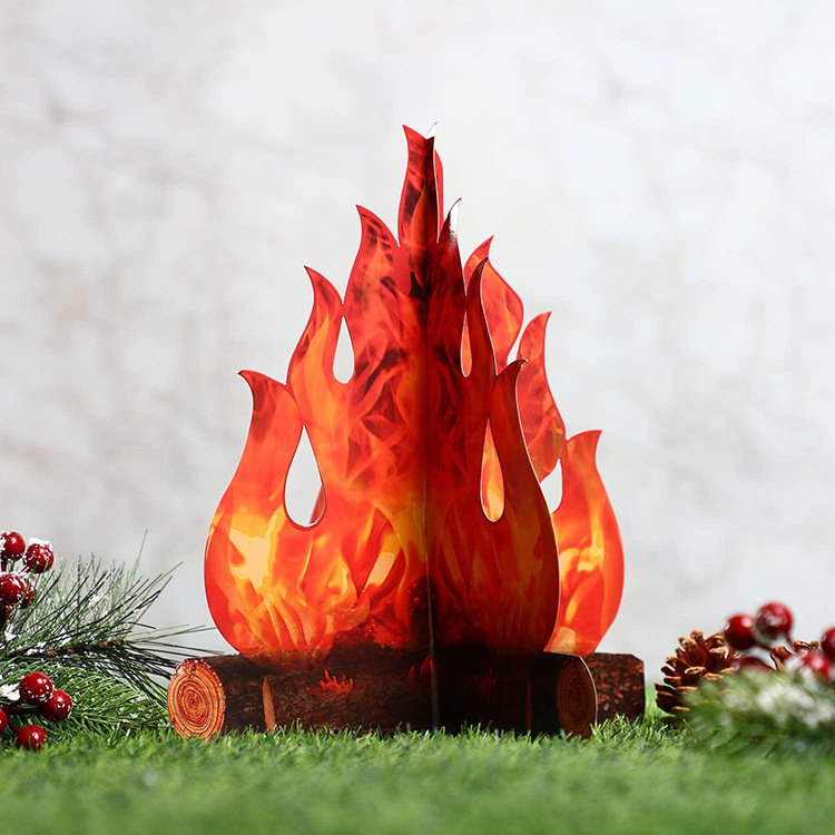 Décoratif Feu De Camp Carton - Flamme Artificielle 30x27cm - Pour Jeu Enfant/Camping - Assemblage Facile
