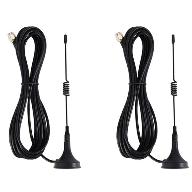 2X Antena GSM de 433 Mhz y 5 Dbi, Conector Macho SMA, Base Magnética para Radioaficionado, con Cable de 3 Metros