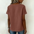 thumbnail image 5 of Avtoify Women Round Neck Linen Button Top Summer Top for Women Dressy Casual Short Sleeve Asymmetrical Blouse, 5 of 8