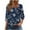 Navy, variant on Tops for Women Plus Size Printed V-Neck 3/4 Sleeve Button Skew Collar Blouses Casual T-shirt Navy XXL