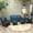 Brown Grey+Peacock Blue, variant on Gray - Navy, 5 - piece Outdoor Seating - Sturdy Frame, Water Resistant Cushions - Lawn, Patio Use / Ensures Comfort in Any Weather