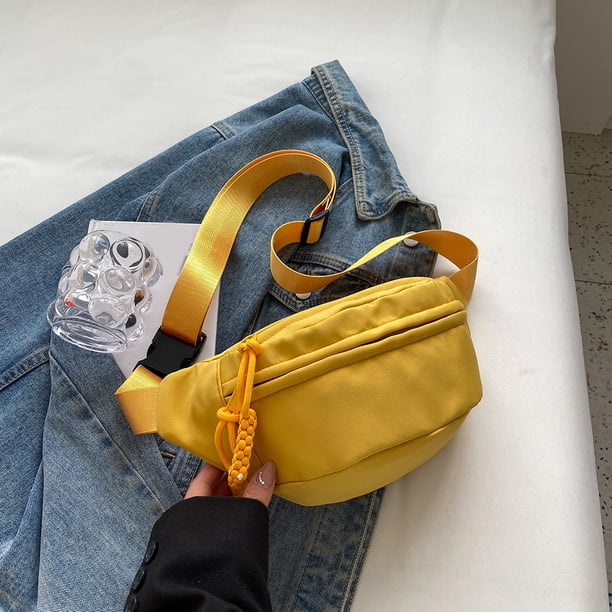 Bolsa de pecho para mujer, riñonera de lona a la moda, riñonera, bolsas de viaje al aire libre (amarillo) Likrtyny Para Estrenar