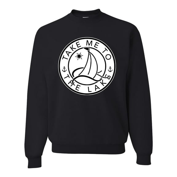 Wild Bobby, Take Me To The Lake, Unisex Crewneck Graphic Sweatshirt, Black, Small