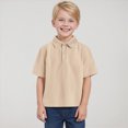 thumbnail image 6 of NIEWTR Toddler Boys Polo Shirt Lightweight Short Sleeve Polo for Running Playground and Outdoor Play（Khaki,3-4 Years), 6 of 8