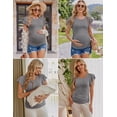 thumbnail image 3 of EKOUAER Women's Maternity Tops 3 Packs Flying Short Sleeve Side Ruched Tunic T-Shirt Pregnancy Clothes Lake Blue/Grey/Black, 3 of 6