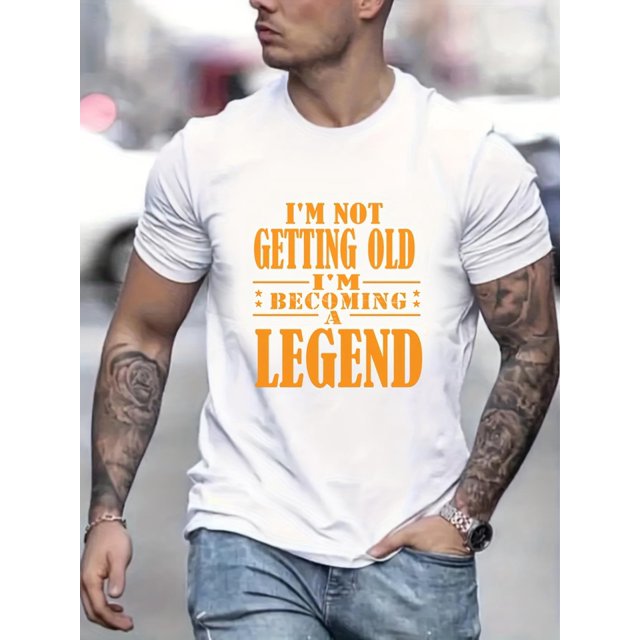 Camiseta informal "Me estoy convirtiendo en leyenda" para hombre, ligeramente elástica, con estampado gráfico, moderna, elástica, cómoda, de cuello redondo y manga corta, holgada y de gran tamaño para