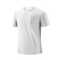 thumbnail image 3 of HomeDM Men's Workout Shirts Summer Quick Dry Short Sleeve Crew Neck Athletic T-Shirt for Fitness Running, White, Size 3XL, 3 of 5