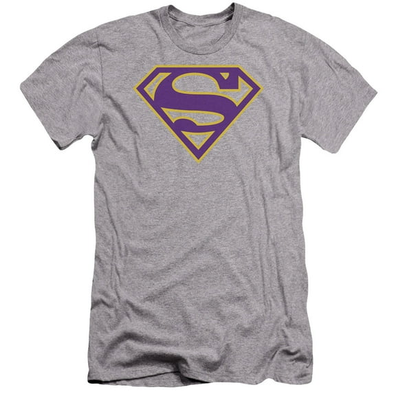 Superman - Purple & Gold Shield - Premium Slim Fit Short Sleeve Shirt - X-Large