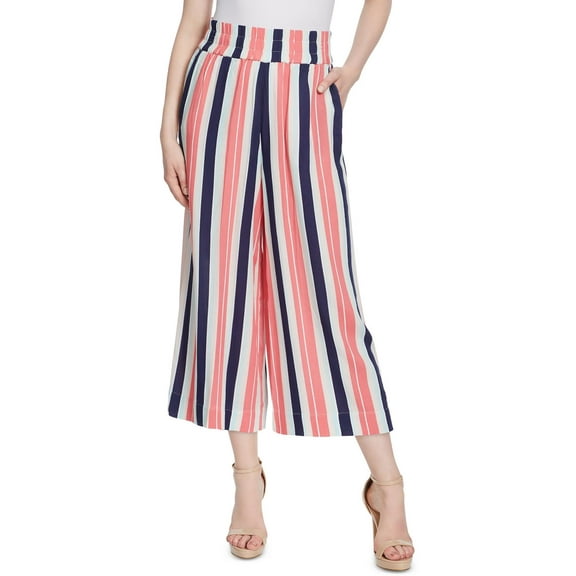 Jessica Simpson Rosalie Womens Wide Leg Woven Striped Pants Black Iris Striped M