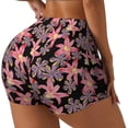 thumbnail image 2 of Naloa Lilies Flowers Biker Shorts for Women Seamless Scrunch Short Women’s Yoga Shorts for Gym Running Sport Shorts - Large, 2 of 9