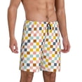 thumbnail image 2 of Balery Colorful Checkered 1 Pantalones cortos de pijama de punto de algodón para hombre con cinturilla y bolsillos-XX-Large, 2 of 6