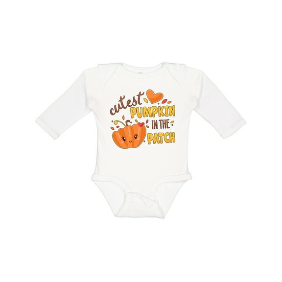 Inktastic Cutest Pumpkin in the Patch with Orange Heart Boys or Girls Long Sleeve Baby Bodysuit