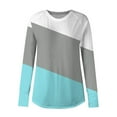thumbnail image 5 of Women's Casual Print Long Sleeve Round Neck Blouse Tops Shirts Tees Solid Color Loose Fit Comfortable Daily Wear Business Office Vacation Outfits Fashion Essential Gift for Ladies, 5 of 9