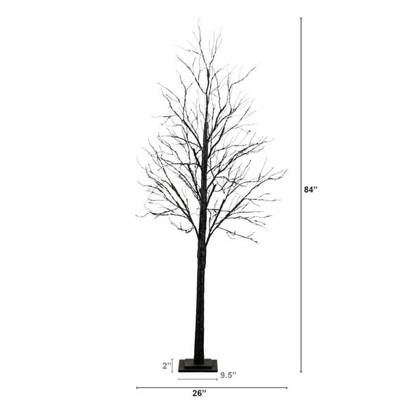Nearly Natural 7ft. Pre-Lit Halloween Black Twig Artificial Tree with 390 LED Lights