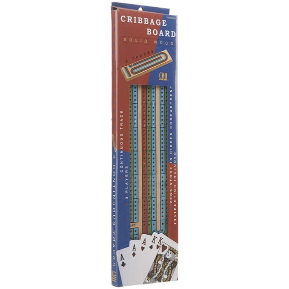 3 Color Track Cribbage Board with Storage Compartment, Multicolored