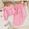 thumbnail image 4 of NAFUU Fashion Girls Clothing Sets Kids Casual Sweatsuit Set Autumn Shiny Long Sleeve Bow Crewneck Sweatshirt Tops And Pants Two Piece Outfits 5-6 Years, 4 of 9