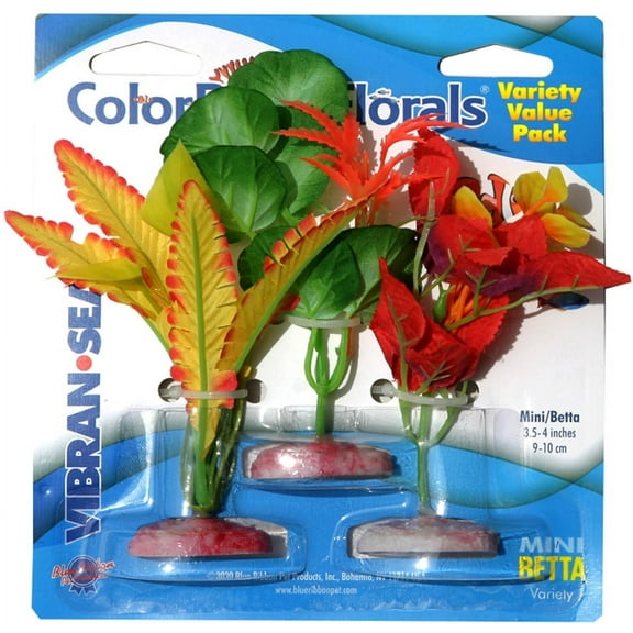 Blue Ribbon Vibran-Sea Color Burst Florals Betta Variety Pack [Aquarium Artificial Plants, New Aquarium Supplies, Blue Ribbon Pet, Aquarium Supplies] 3 count