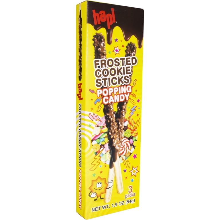 2 pack) Hapi Brand Chocolate Covered Popping Candy Cookie Stick