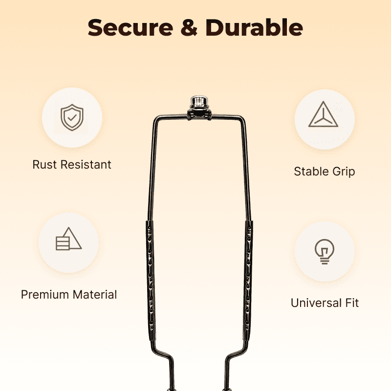 8 9 10 11 12 inch Lamp Shade Harp Holder, Adjustable Lamp Harp Kit, Fit Both Standard Lamp Rod and E14 E26 E27 Light Base UNO Fitter Adapter Converter Finial Set, AEELLEEA  Lampshade Bracket Black