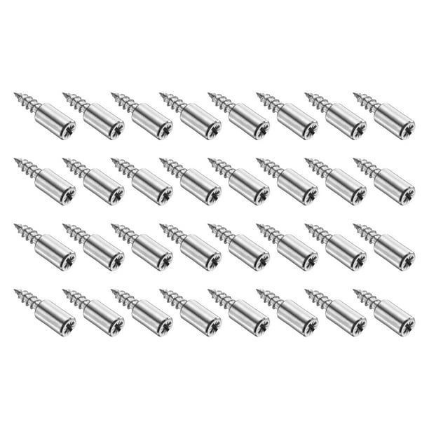 24 Piezas Soportes de Estante de Tornillo, Clavos de Estante de Metal con Tornillos Autoperforantes para Soporte de Laminado de Gabinete (Tono Plateado)