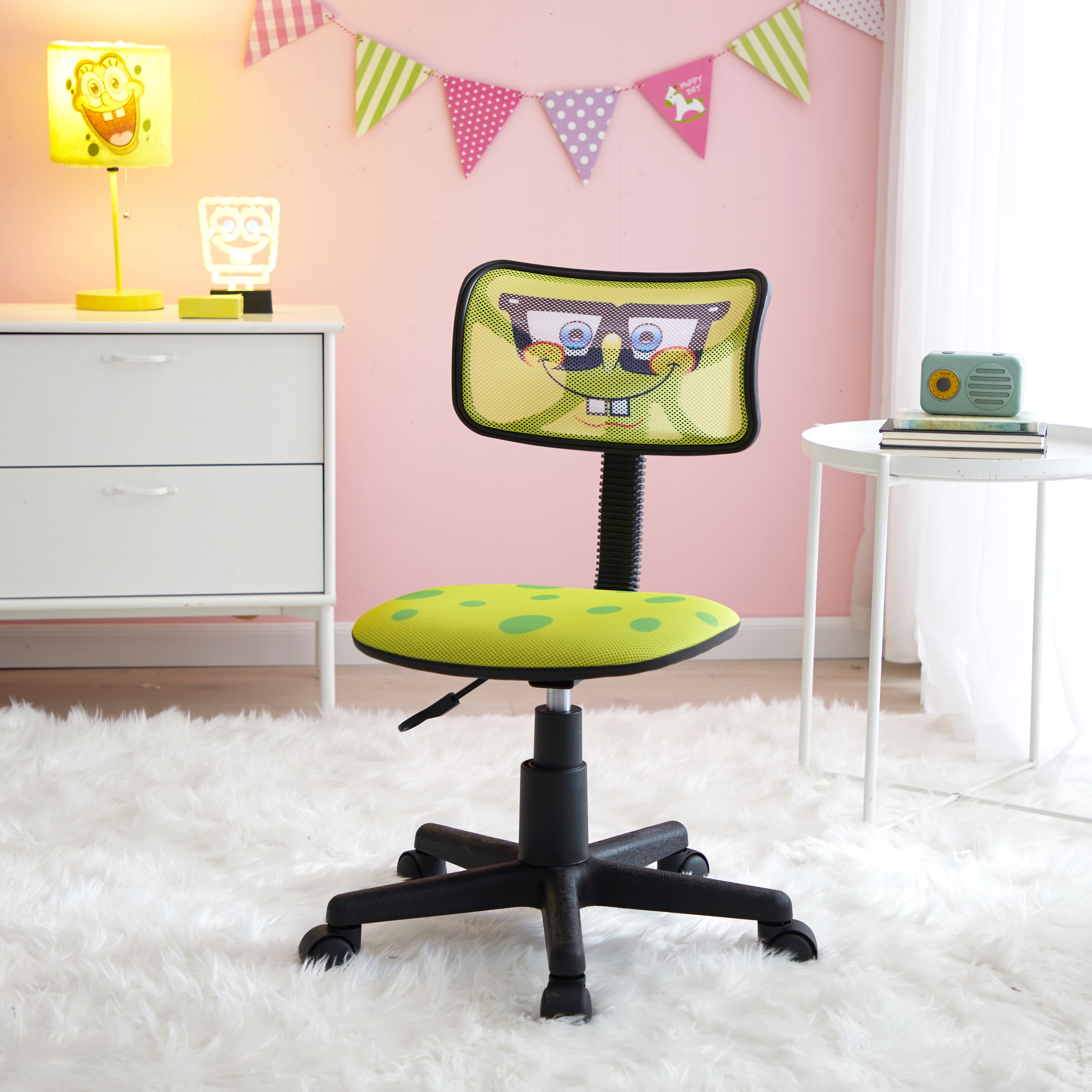 Nickelodeon SpongeBob SquarePants Swivel Mesh Chair, Adjustable Height, Yellow